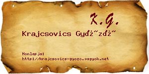 Krajcsovics Győző névjegykártya